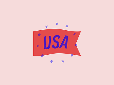 USA 4thofjuly america branding design flag flat icon illustration lettering logo usa