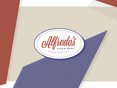 Alfredo's Pizza Cafe badge design flat halftone logo pattern pizza theoffice ui ux vintage