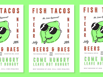 Taco Time beer illustration lime party poster retro summer taco vintage