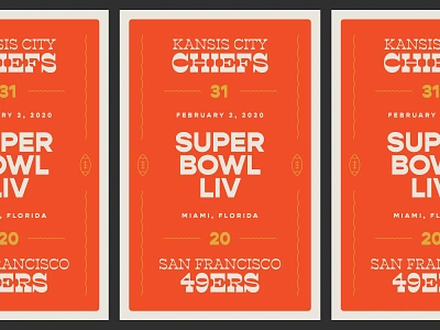 Super Bowl LIV branding design football icon illustration logo nfl poster superbowl type typography vintage