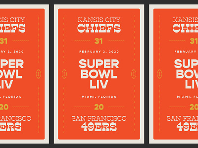 Super Bowl LIV branding design football icon illustration logo nfl poster superbowl type typography vintage