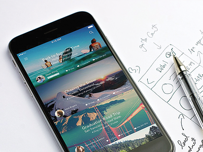 Trip Post app explore interface mockup sharing travel ui uploads