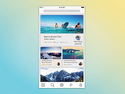 Travel Experience Sharing app explore interface sharing travel ui uploads ux