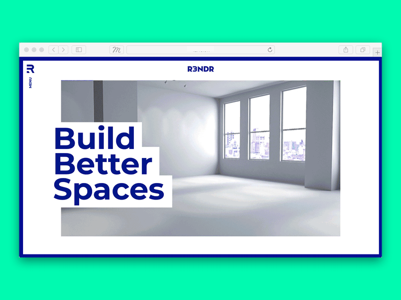 R3NDR Homepage animation motion ui