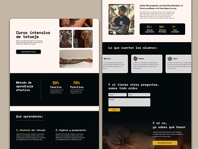 Tattoo course landing page