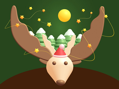 Merry Christmas 3d christmas elk design illustration merry christmas