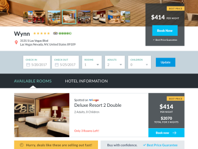 Search and Listing Results for Travel Site