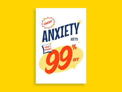 When life gives you anxiety... anxiety badge branding design flat grocery icon illustration lettering logo patches poster sign painter type typography vector