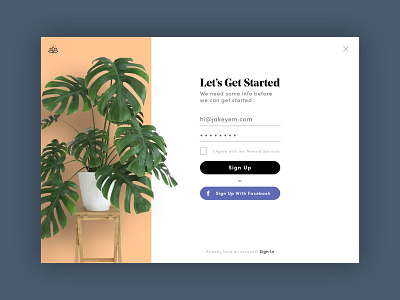 Plant Subscription Sign-Up Page app design flat login plant sign in sign up ui ui ux design ux web website