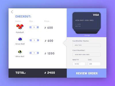 Pokeball Checkout cart checkout flat pokeball pokemon ui ux web website