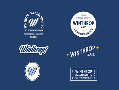 Winthrop MA Flash badge badge design branding clean design flat icon identity illustration lettering logo massachusetts minimal type typography vector