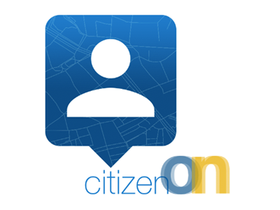 Logo Citizenon blue logo map maps yellow