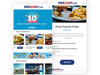 Okezone Anniversary Mobile Coupon Concept. coupon redeem uidesign uiux