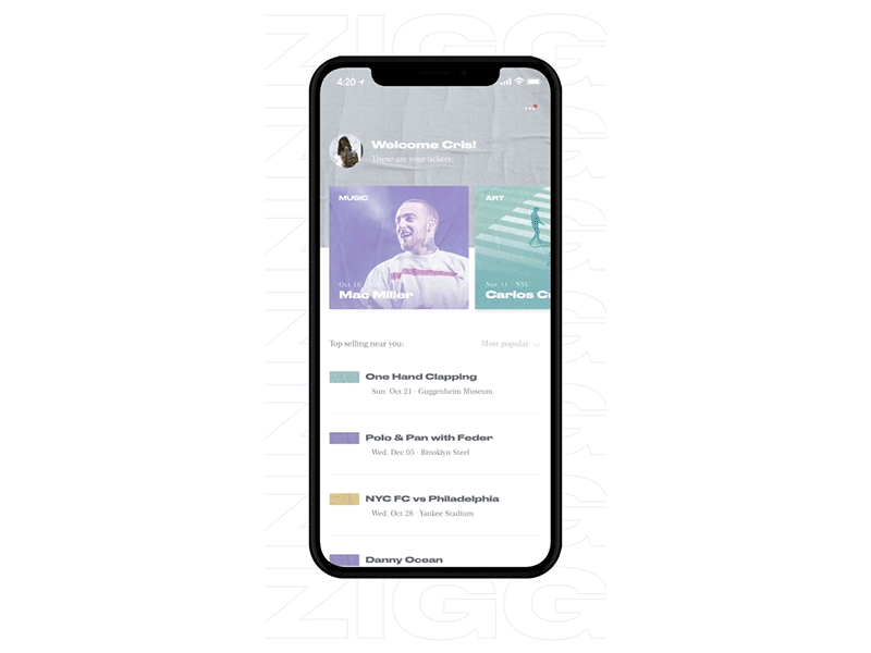 Wallet for events animation app concert design gif ios mobile music ticket ui ux wallet