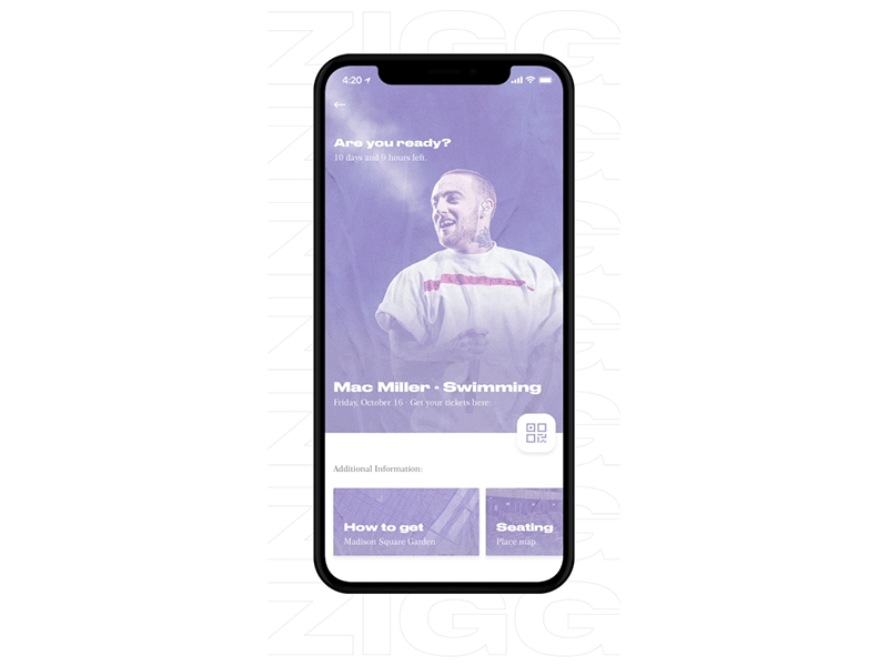 Tickets animation app concert design fab floating action button gif mobile ticket ui ux wallet