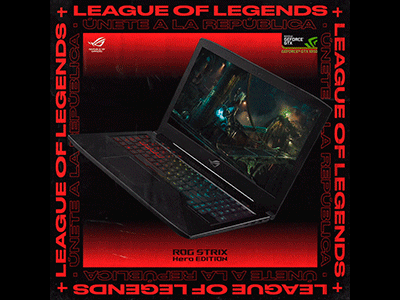 Republic of Gamers · League of Legends ad animation asus brutalism design digital game gaming gif instagram laptop league of legends lol rog social media typogaphy