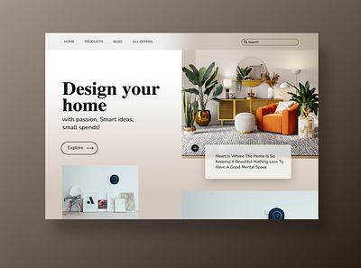 Interior Design Landing Page design typography ui ux