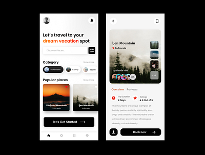 Travel app home page typography ucd ui visual design