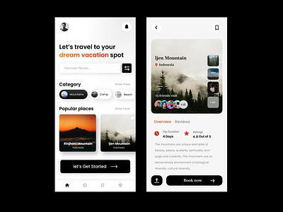 Travel app home page