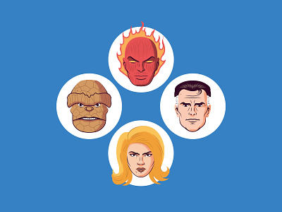 Fantastic Four ben grimm fantastic four human torch illustration reed richards sticker sue storm the thing vector