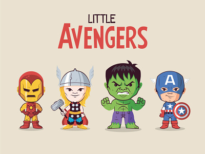Little Avengers avengers captain america hulk illustration ironman logo sticker thor