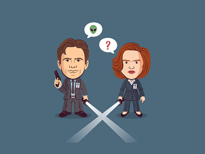 Mulder & Scully caracter design design illustration mulder scully sticker x files