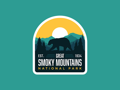 Great Smoky Mountains NP badge great smoky mountains illustration logo national park