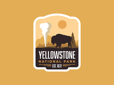 Yellowstone NP badge illustration logo national park yellowstone