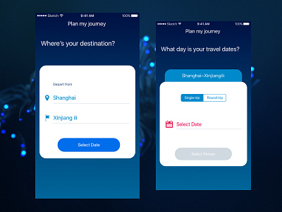 Travel app dates journey round select singletrip time trip ui