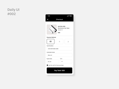 Daily UI 002: Credit Card Checkout dailyui design typography ui ux