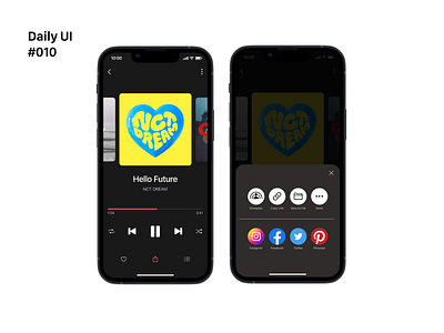 Daily UI 010: Social Share app dailyui design logo musicplayer socialshare ui uiux ux