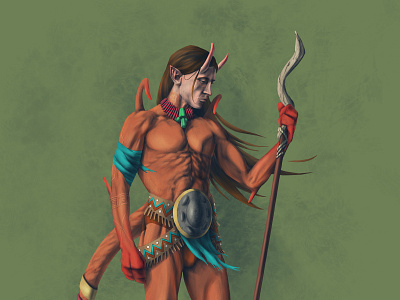 Tribal Village : Warrior art character design digitalart digitalpainting fantasy illustration