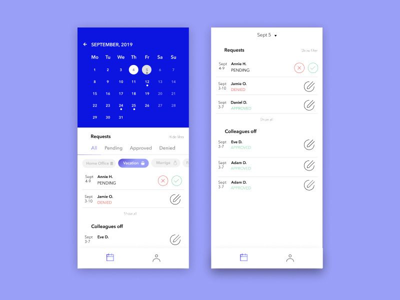 Vacation Manager by Andrea Barabás on Dribbble