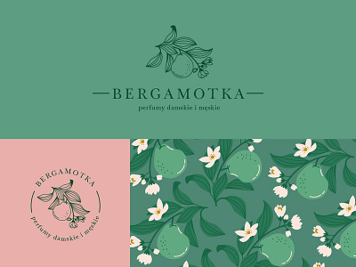 Bergamotka botanic design flower flower logo green logo perfumes pink retro romantic vintage