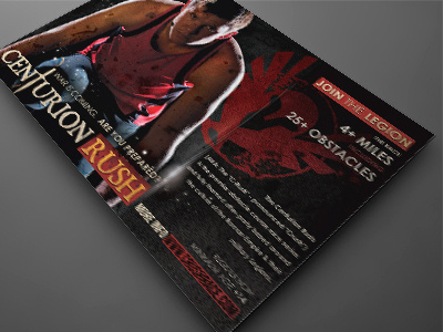 Centurion Rush Race Flyer branding flyer indesign layout obstacle course photoshop print race runner