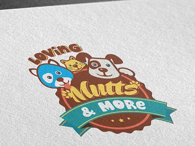 Loving Mutts & More cartoon cat dog logo