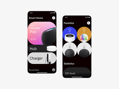 [C] → Smart home app concept app design homescreen main smart home switch typography ui ux