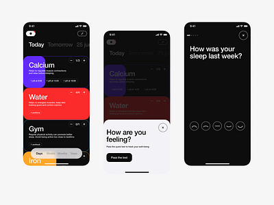 [C] → Well-being app concept app branding design homescreen illustration logo search typography ui ux