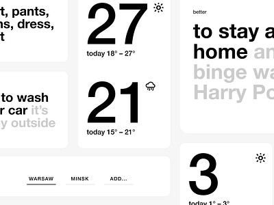 [C] → Minimalistic weather app concept app branding design homescreen illustration logo search typography ui ux