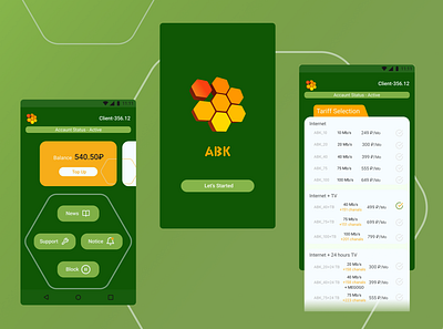 Project ABK android app design figma frame good work green internet logo main screen mobile native provider simple ui ux web