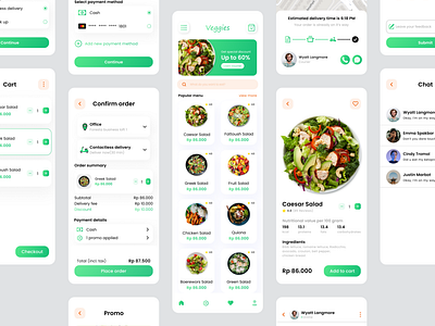 Food delivery app - Veggies appdesign appinterface deliveryapp deliveryservice food food ordering apps foodapp fooddelivery foodmenu foodorder healthy mobileappdesign onlineordering order restaurantapp salad ui uiuxdesign userexperience userinterface