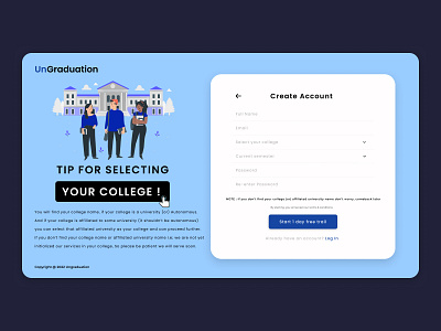 Sign Up Page of UnGraduation