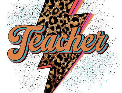 Leopard Teacher Lightning Bolt png bolt design hallowe halloween leopard leopard teacher lightning bolt