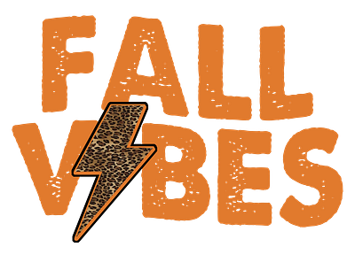 Fall Vibes Leopard Lightning Bolt in Orange design halloween leopard