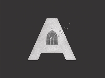 A letter a bird cage illustration letter music sing