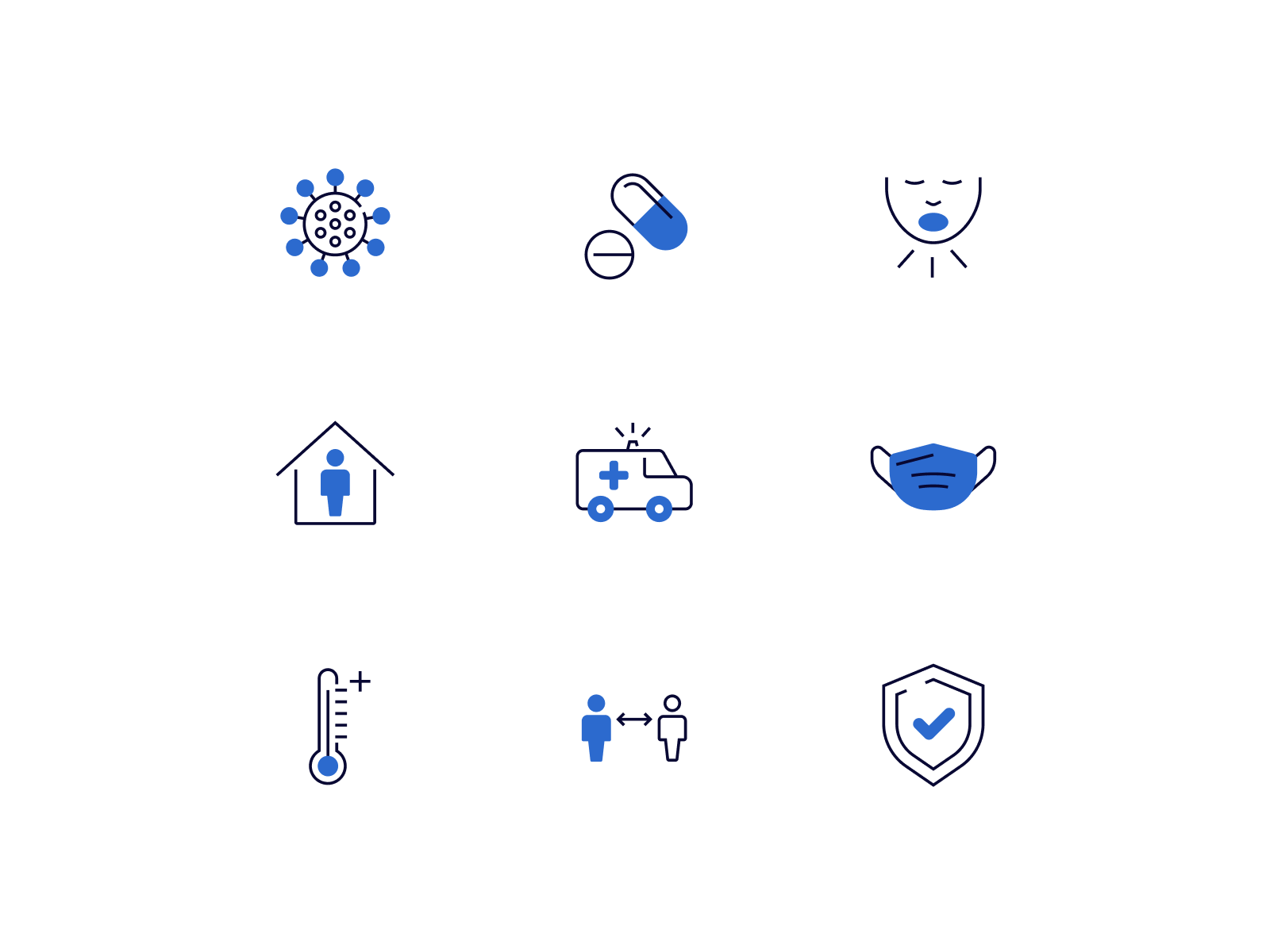 Health icon set, Covid-19 version