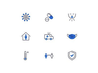 Health icon set, Covid-19 version