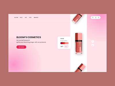 Bloom cosmetics adobe photoshop cosmetics e commerce ecommerce figma hero page landing page minimalist minimalist design pink ui ux design user experience user interface user interface design web design