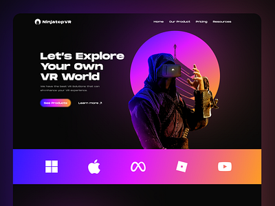 NinjaTopVR Landing Page UI/UX Design