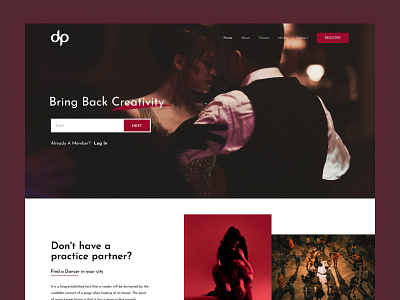 UI/UX design for dancing partner dance landing page dance project dance web design landing page designs web design